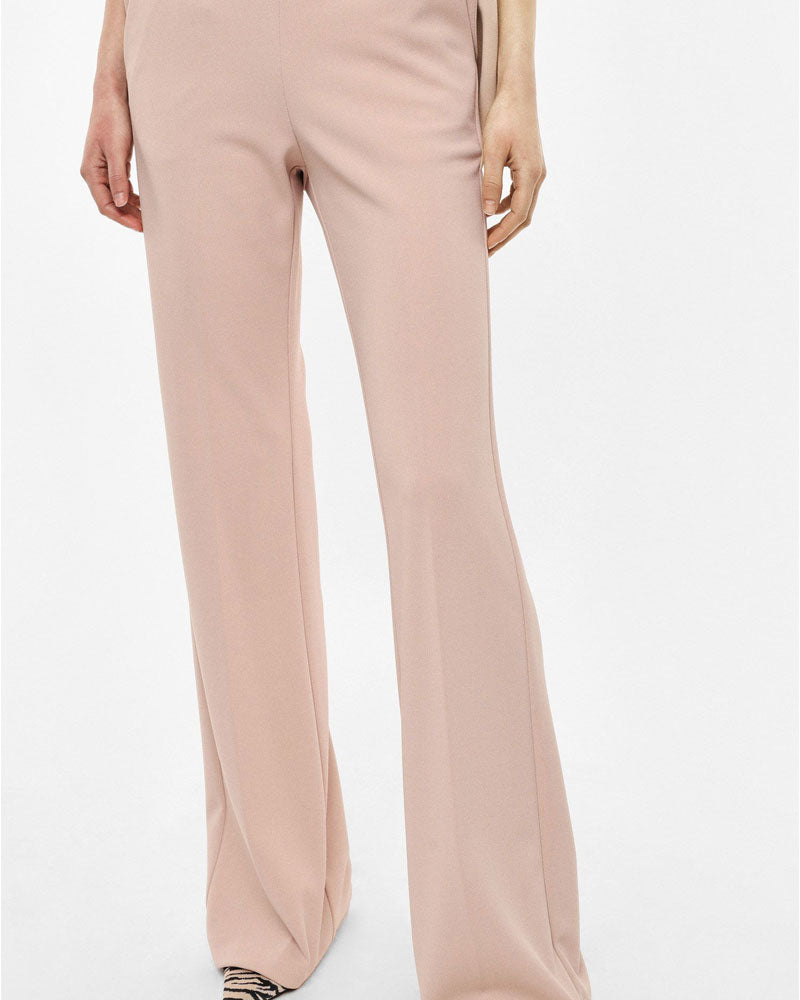 Imperial Pantaloni Flare Sartoriali Vita Alta Pinces Colore Cipria
