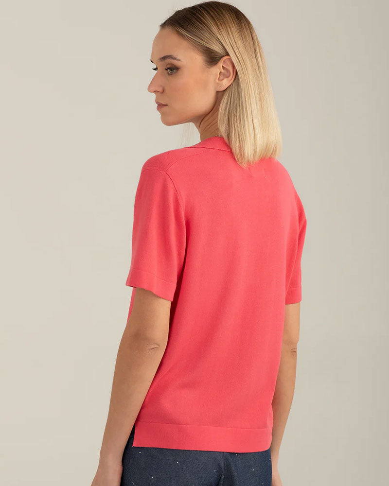 Fred Mello Polo con Scollo a V Colore Corallo