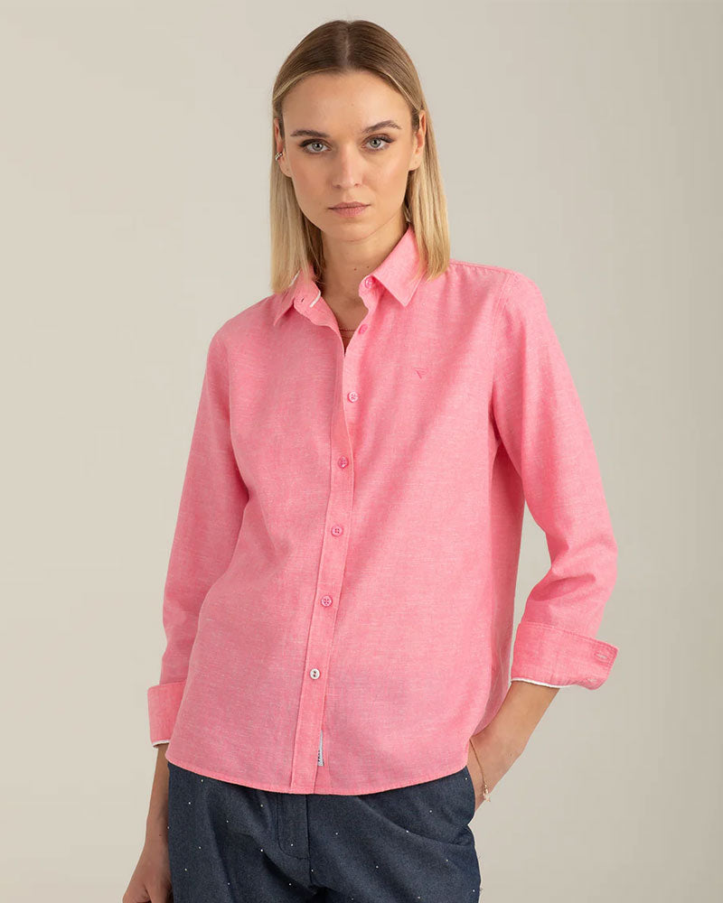 Fred Mello Camicia Manica Lunga Colore Corallo