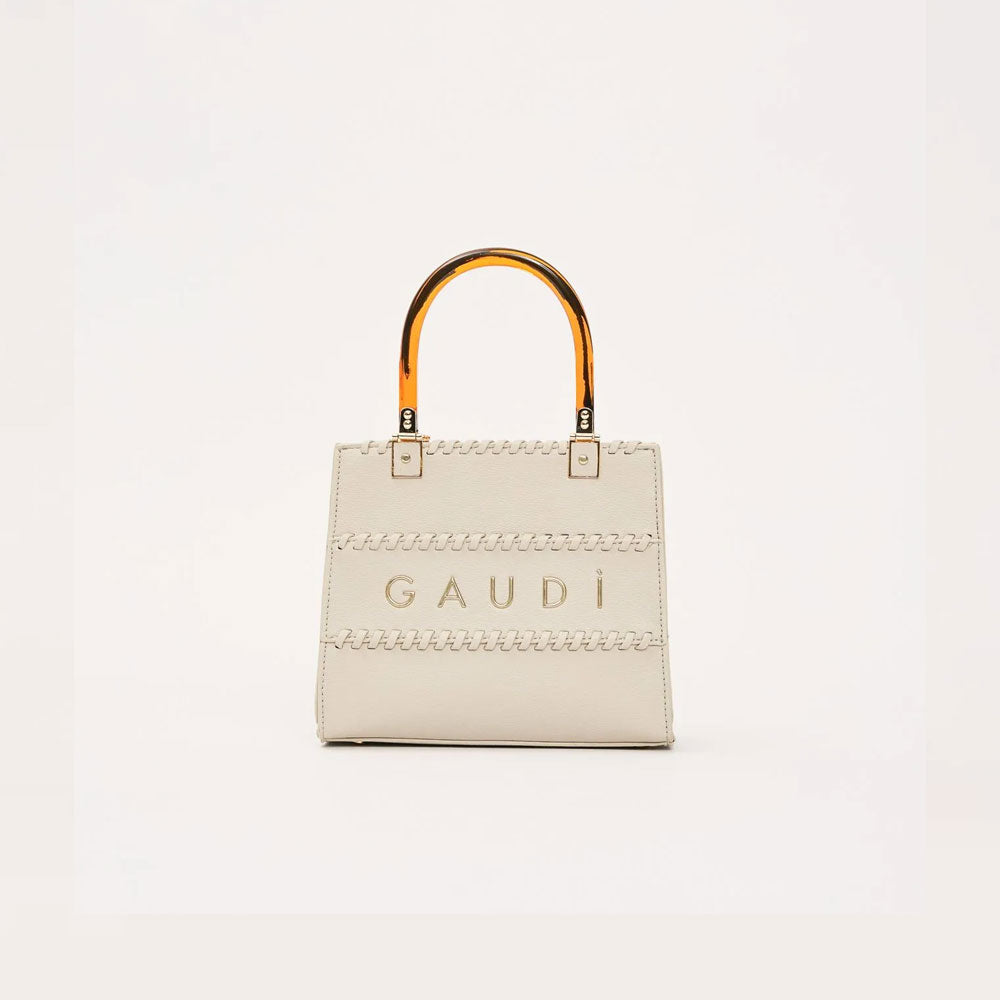 Gaudì Borsa Mini Shopping Dettaglio Manico Colore Crema