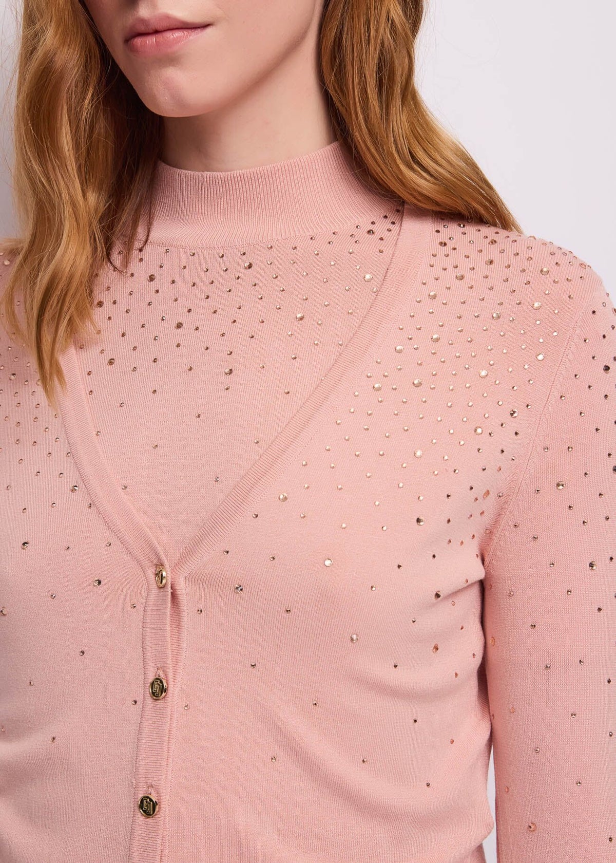 Gaudì Jeans Cardigan da donna con strass e bottoni dorati