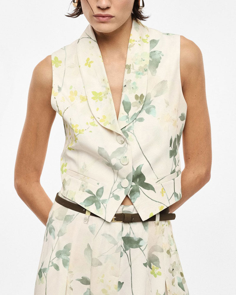 Imperial Gilet Monopetto Stampa Floreale Revers Classico