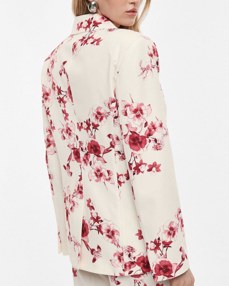 Imperial Blazer Doppiopetto Stampa Floreale Tasche Frontali