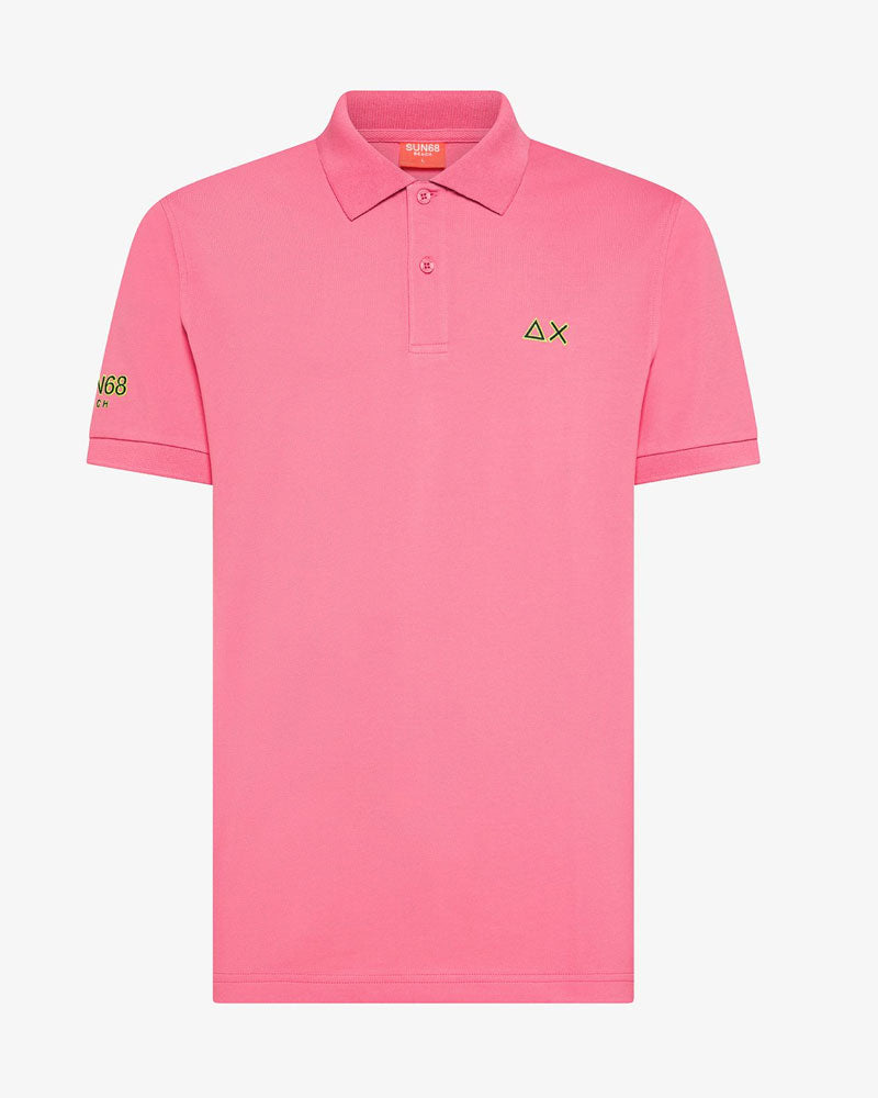 Sun68 Polo con Sottocollo a Contrasto Colore Fucsia