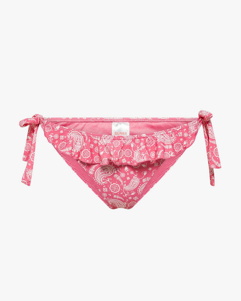 Sun68 Slip Mare Stampa e Rouches Colore Panna/Fucsia