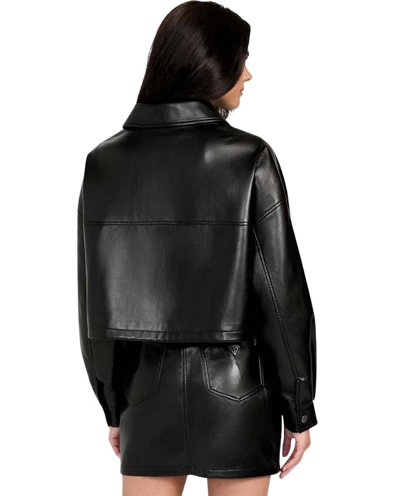 Guess Giubbino Ecopelle Colore Nero da Donna