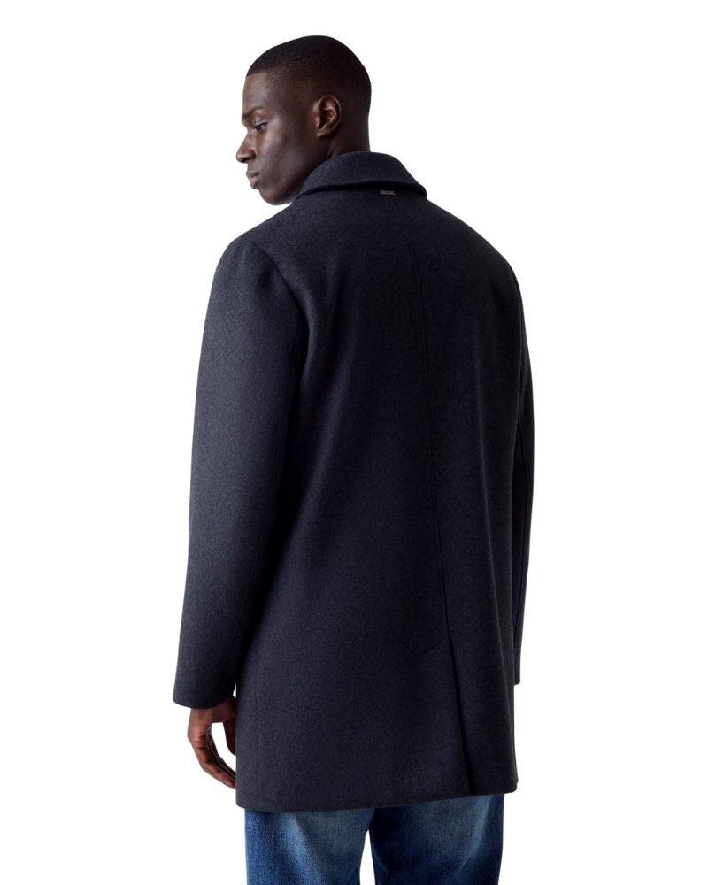 Guess Cappotto Sciancrato in Misto Lana Melton Colore Grigio da Uomo