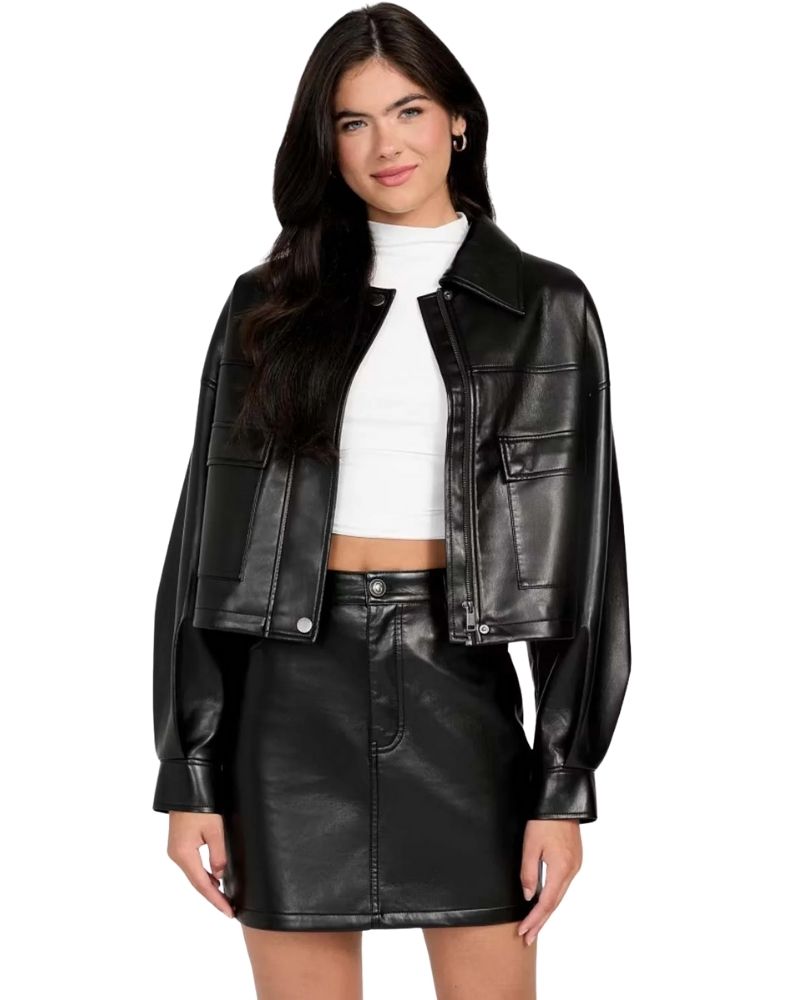 Guess Giubbino Ecopelle Colore Nero da Donna