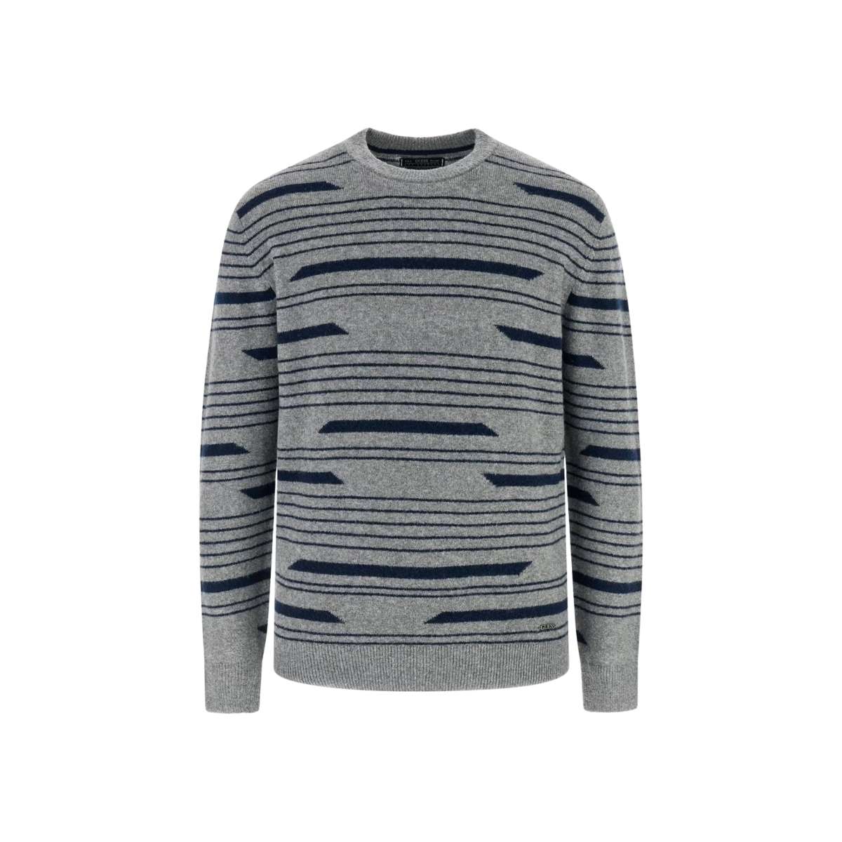 Guess Maglione in Misto Lana a Righe Colore Grigio da Uomo