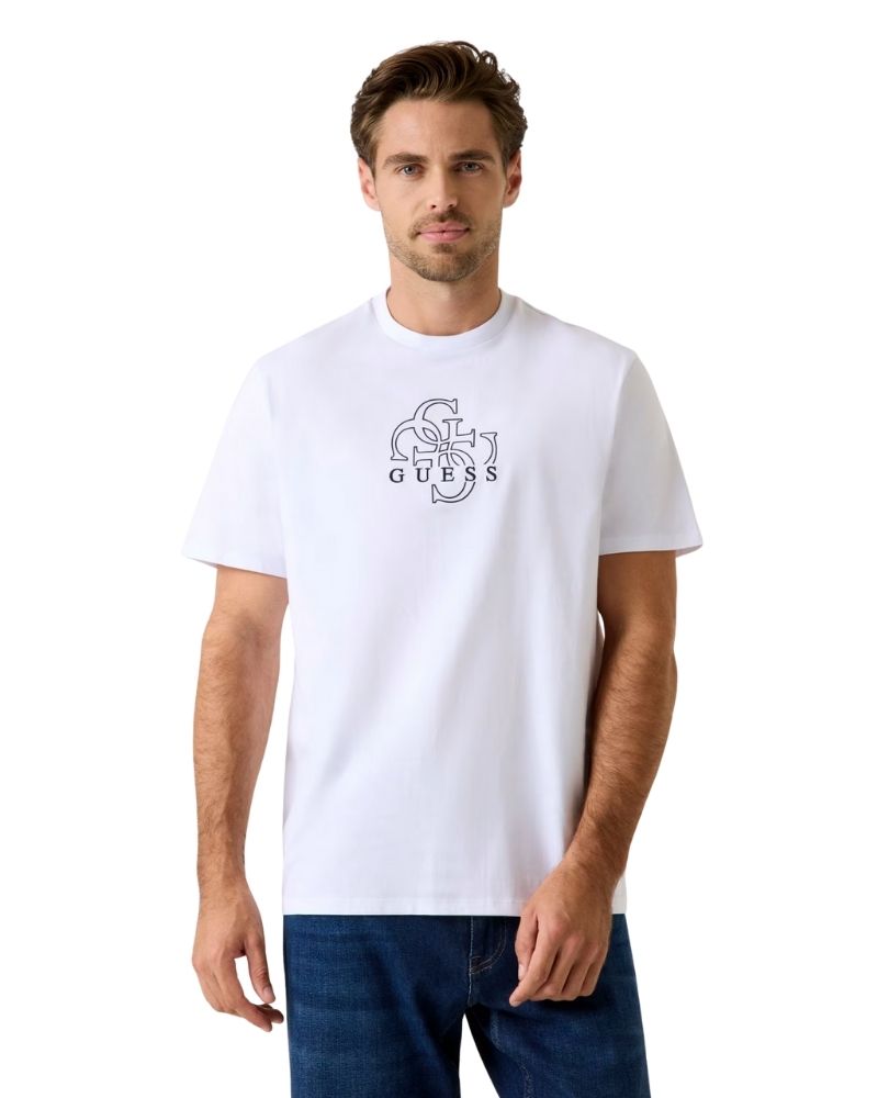 Guess T-shirt con Logo 4G Colore Bianco da Uomo