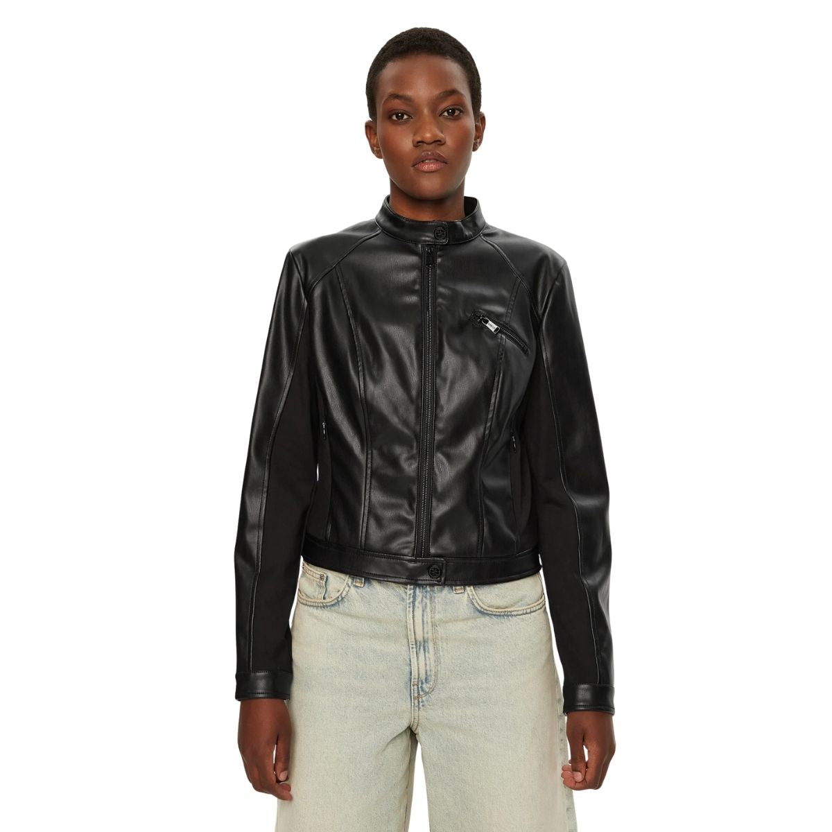 Guess Giacca di Pelle Colore Nero da Donna