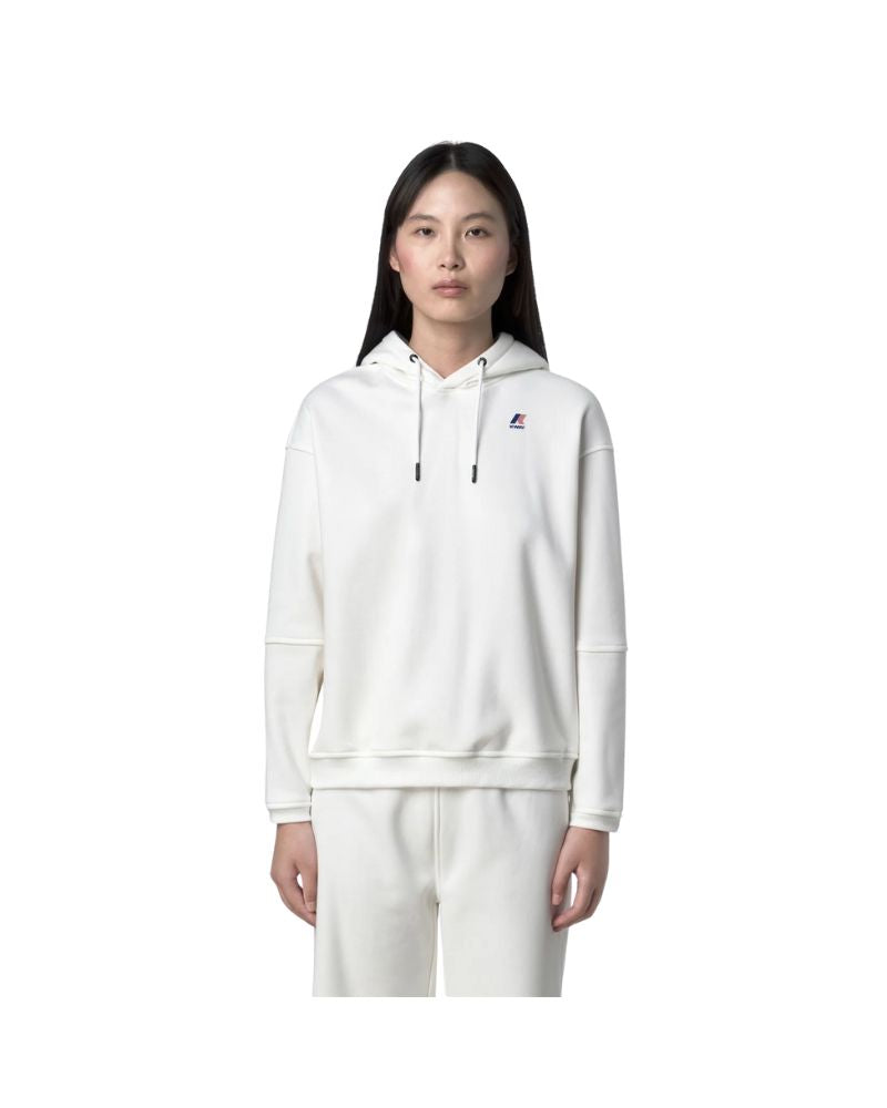 K-Way Felpa Ninette Brushed Pc  in Pile con Cappuccio Regolabile Colore Bianco da Donna