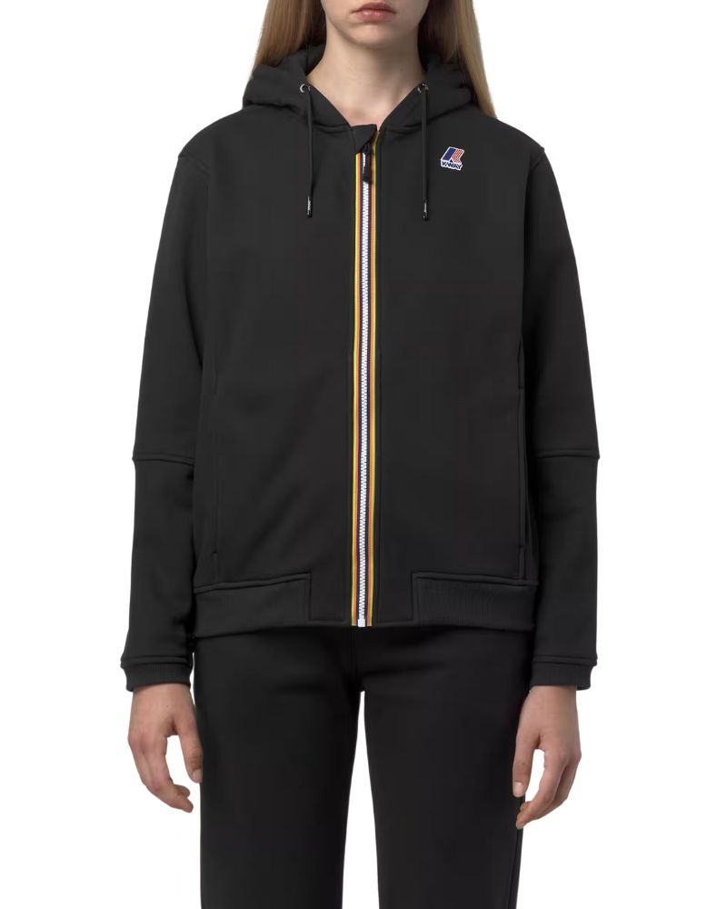 K-Way Felpa con Cappuccio Le Vrai Colore Nero da Donna