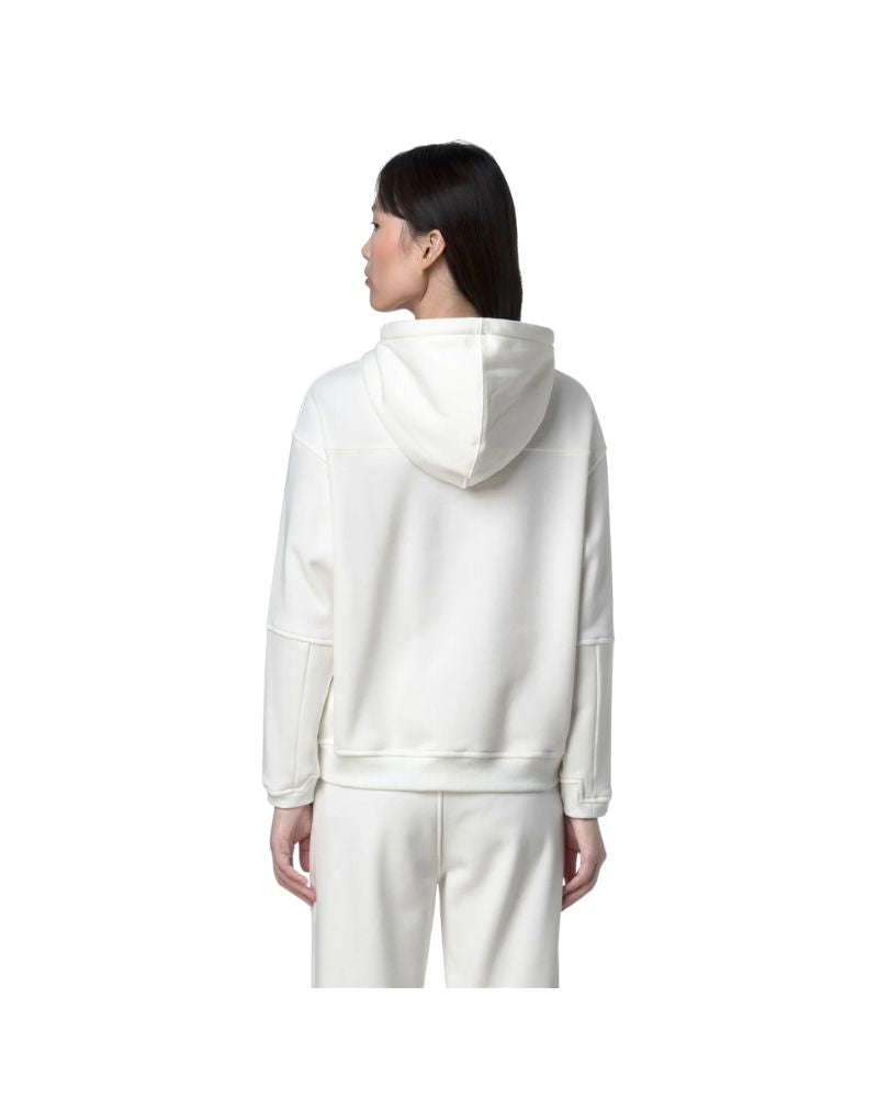 K-Way Felpa Ninette Brushed Pc  in Pile con Cappuccio Regolabile Colore Bianco da Donna