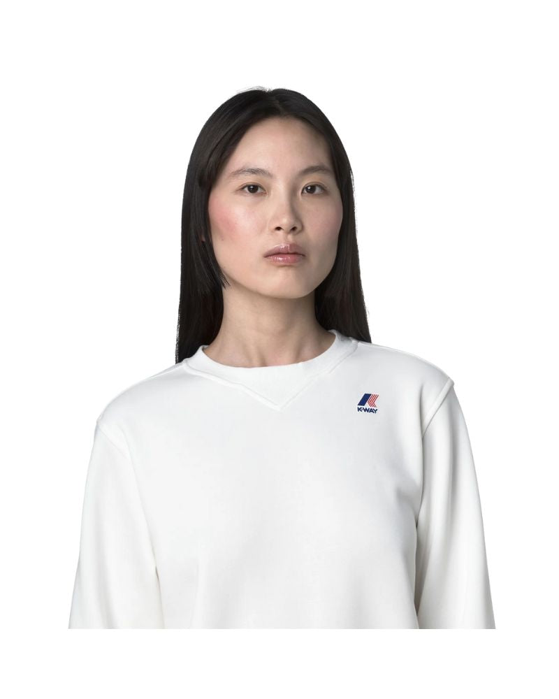 K-Way Felpa Nael Brushed Pc Colore Bianco Unisex  in Pile di Cotone Spazzolato