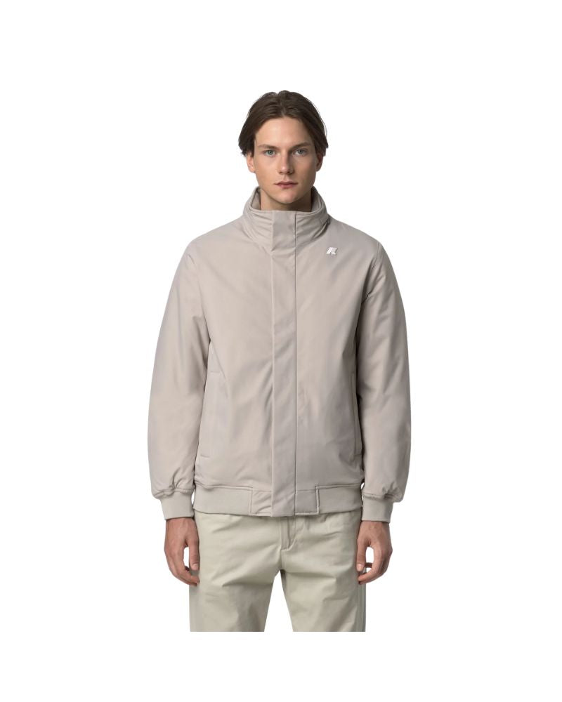 K-Way Giacca Amaury Twill Marmotta Colore Beige Corta Impermeabile Uomo con Isolamento PrimaLoft