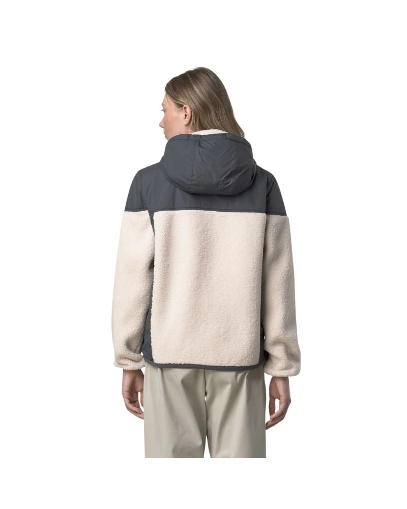 K-Way Giacca Samson 4.0 con Cappuccio Unisex Colore Grigio e Bianco con Zip InteraiI solamento Sherpa e PrimaLoft