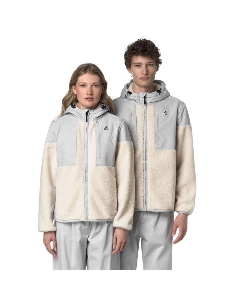 K-Way Giacca Samson 4.0 con Cappuccio Unisex Colore Grigio con Zip InteraiI solamento Sherpa e PrimaLoft