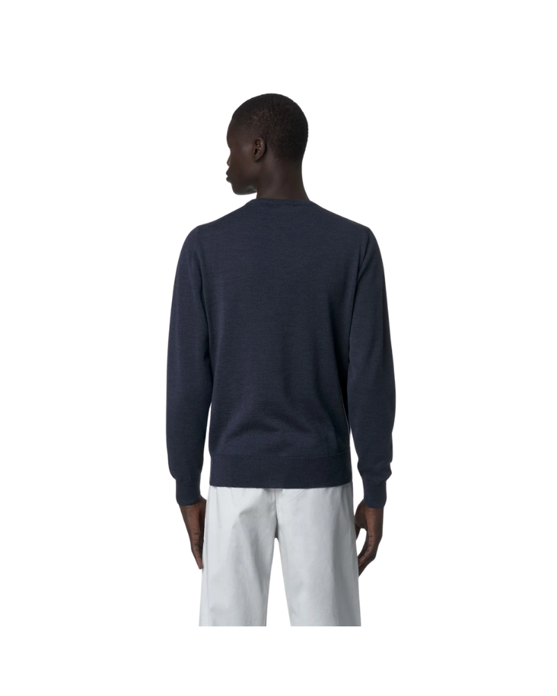 K-Way Maglione Sebastien girocollo in Lana Merino Colore Blu Fade da Uomo