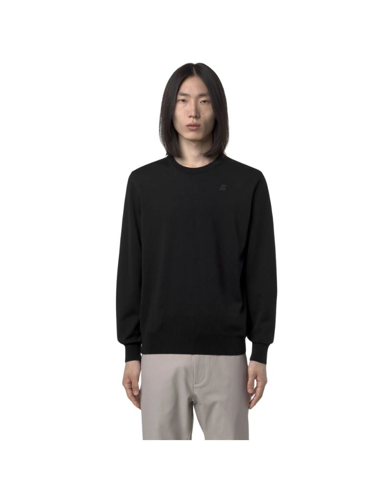 K-Way Maglione Sebastien girocollo in Lana Merino Colore Nero da Uomo