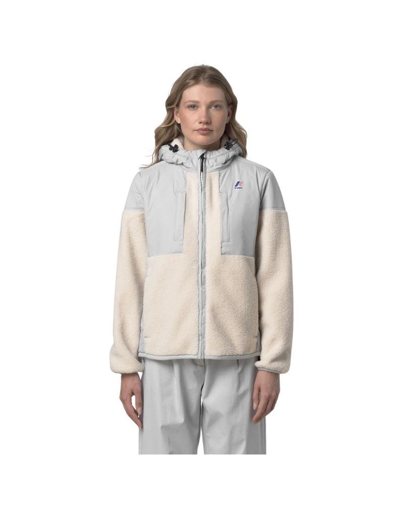 K-Way Giacca Samson 4.0 con Cappuccio Unisex Colore Grigio con Zip InteraiI solamento Sherpa e PrimaLoft
