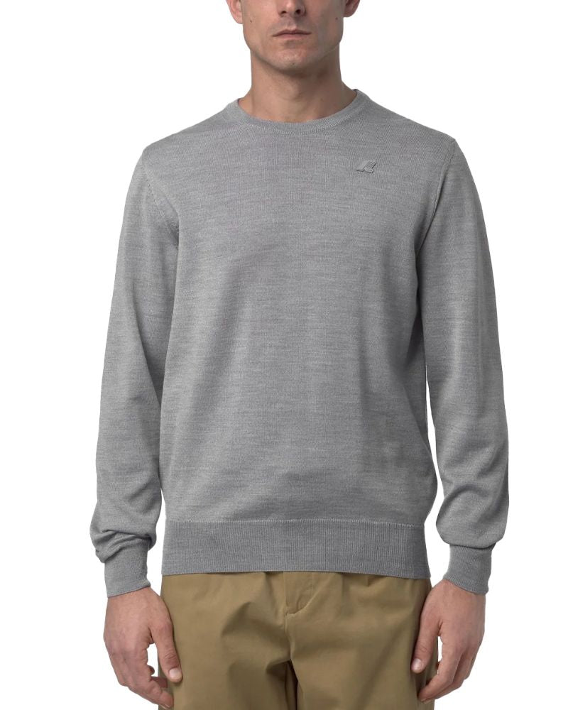 K-Way Maglione Sebastien girocollo in Lana Merino Colore Grigio da Uomo