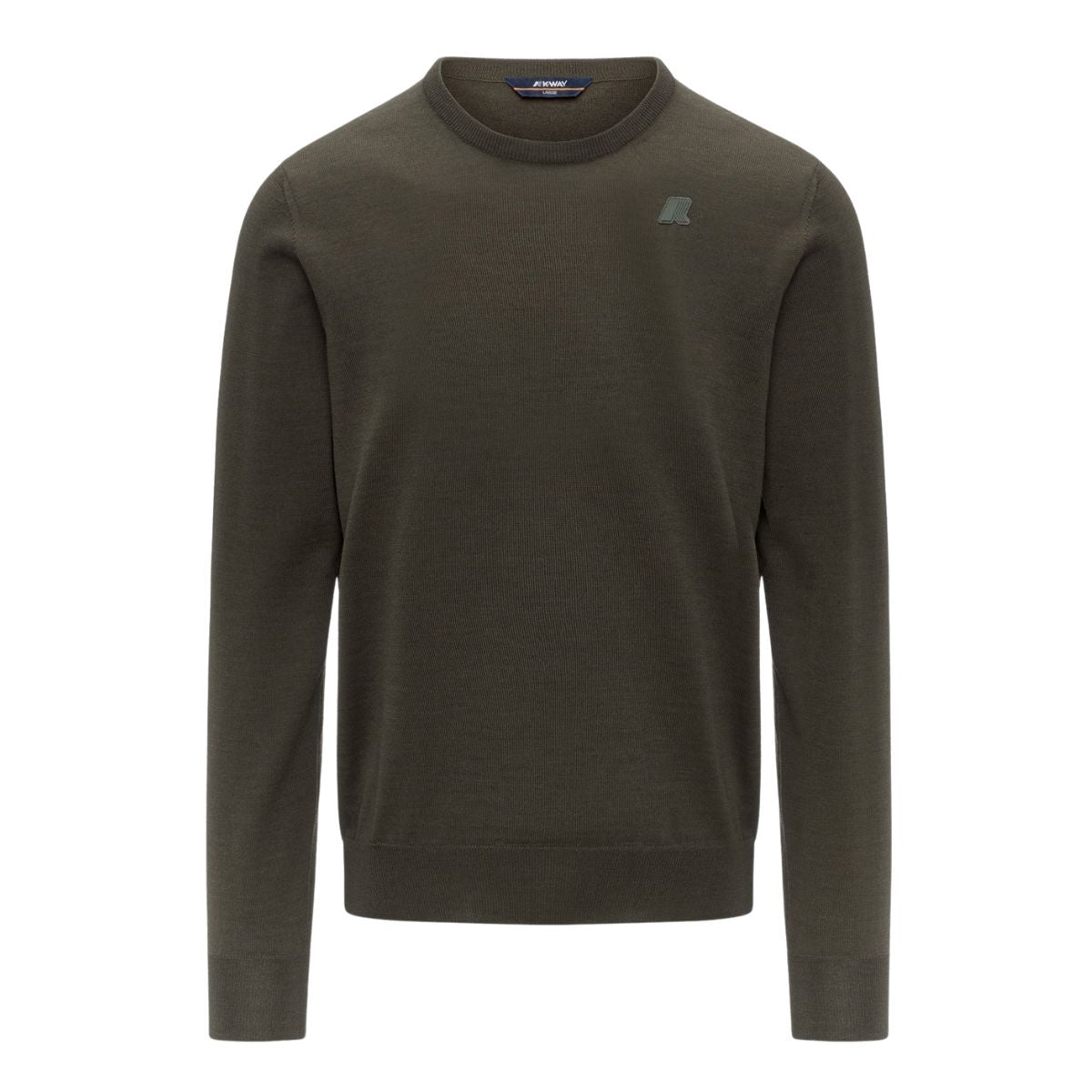 K-Way Maglione Sebastien girocollo in Lana Merino Colore Verde Scuro da Uomo