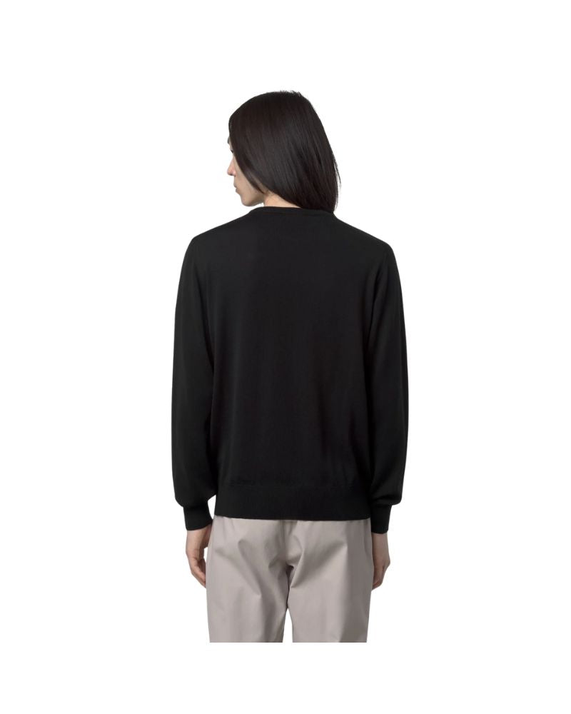 K-Way Maglione Sebastien girocollo in Lana Merino Colore Nero da Uomo