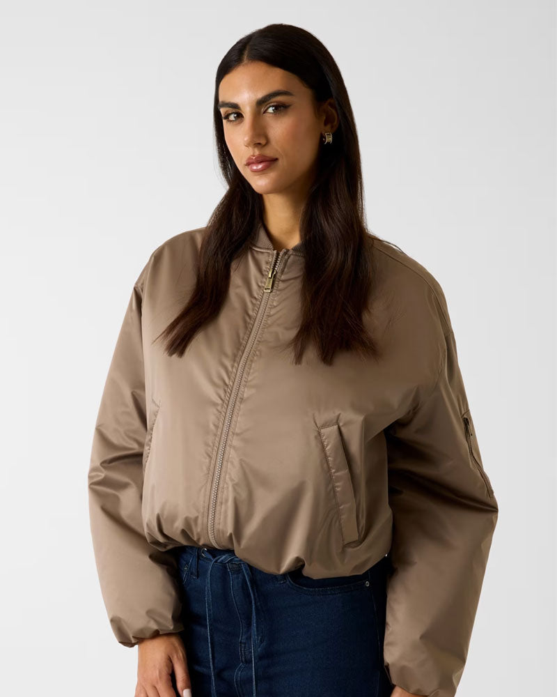 Guess Bomber in Raso Colore Marrone
