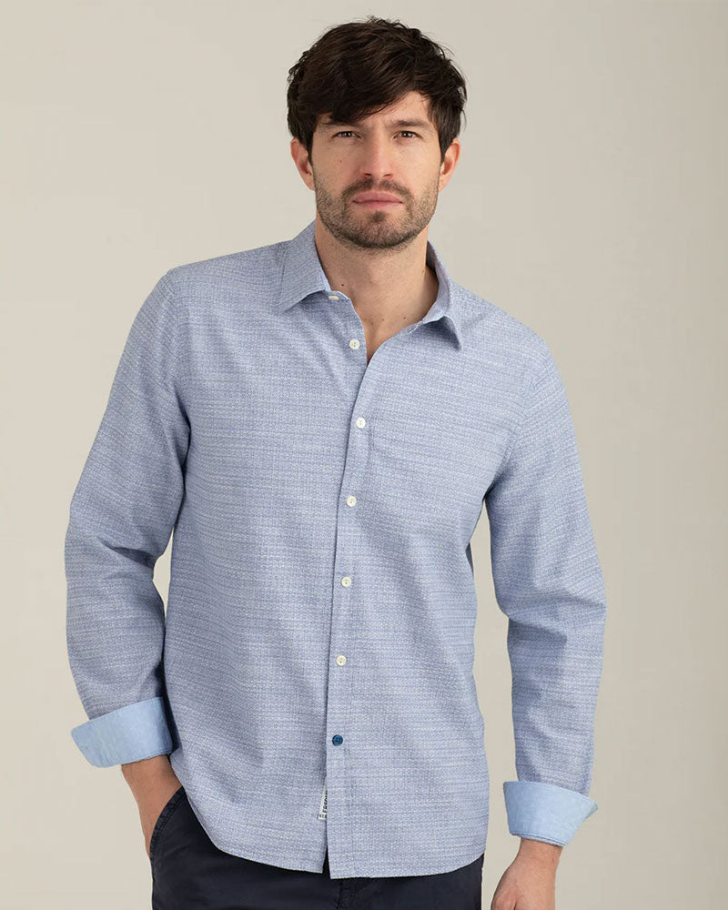 Fred Mello Camicia in Jacquard Stretch Colore Middle Blue