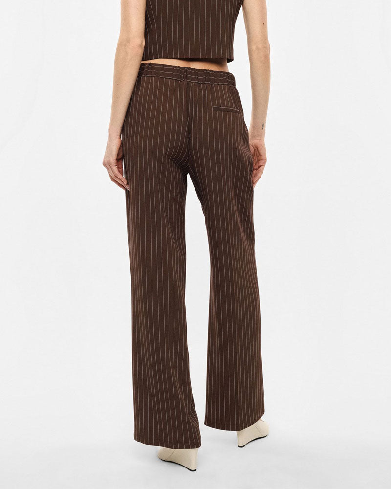 Imperial Pantaloni Palazzo a Righe con Vita Regular Colore Moro