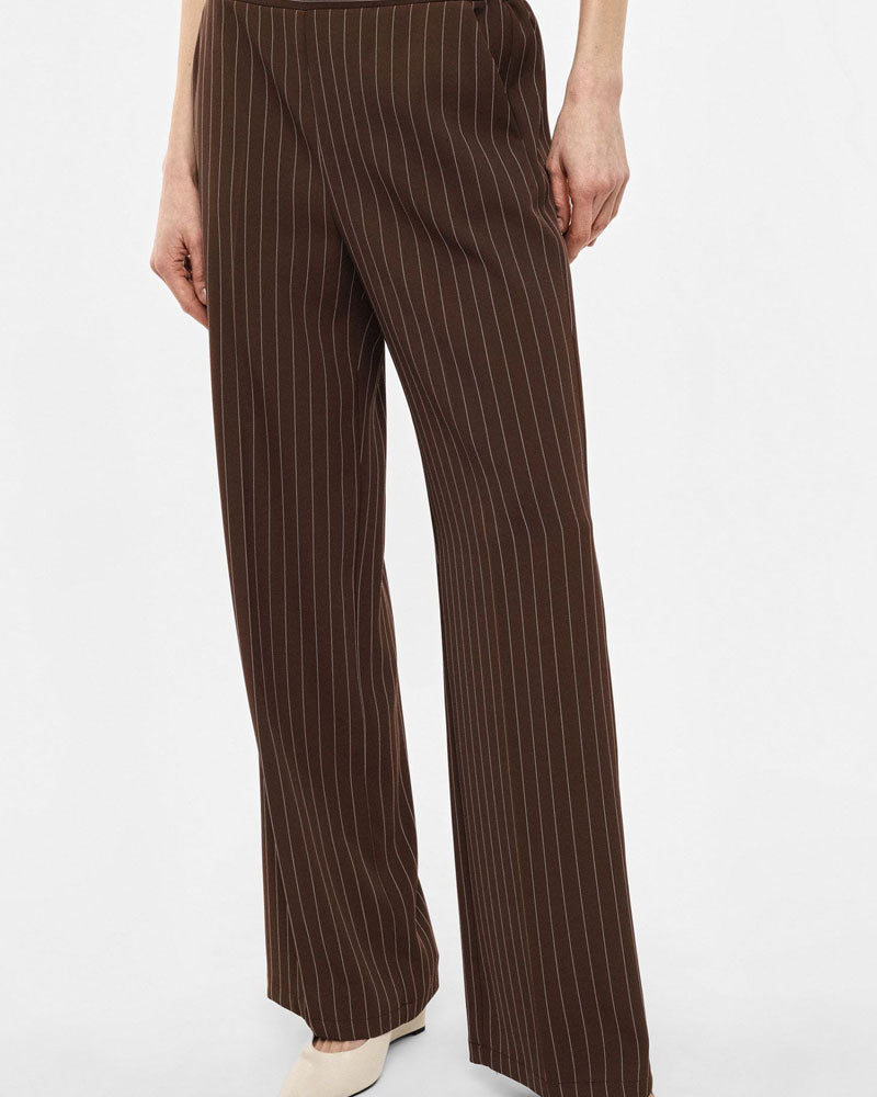 Imperial Pantaloni Palazzo a Righe con Vita Regular Colore Moro