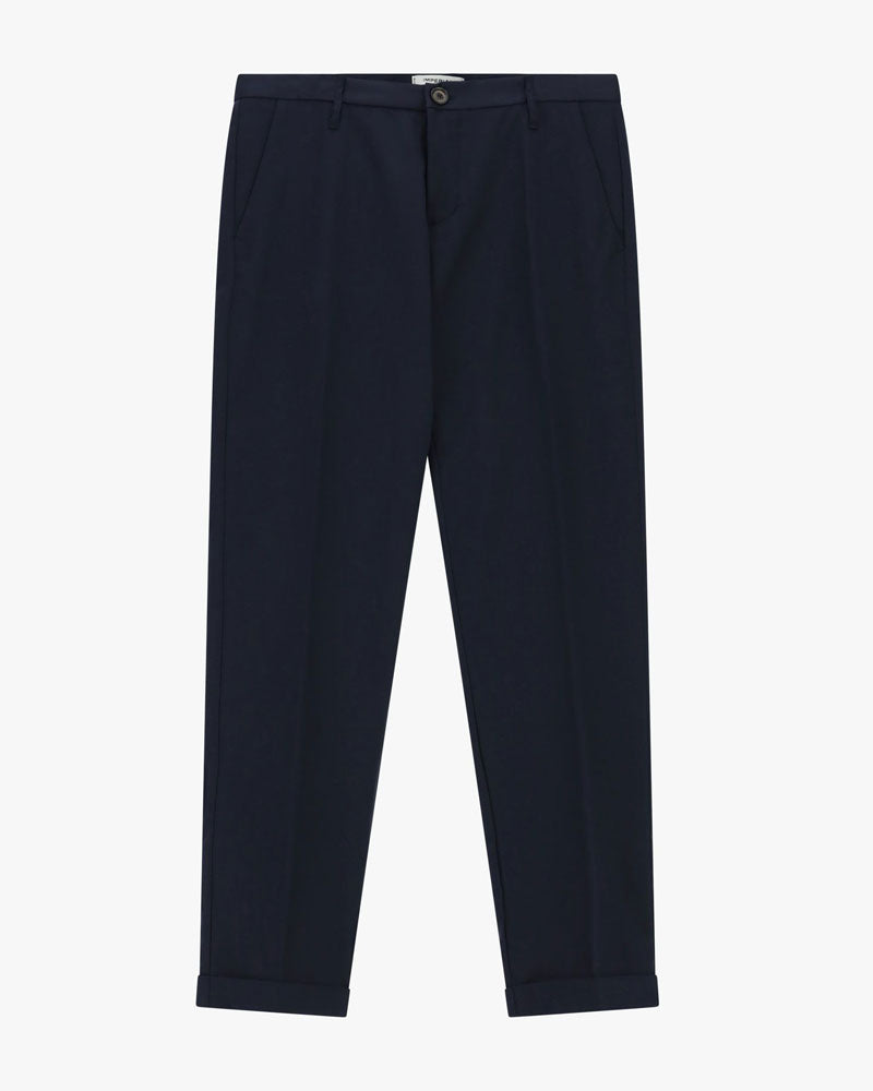 Imperial Trousers Chino Fit con Risvolto e Pinces Colore Navy
