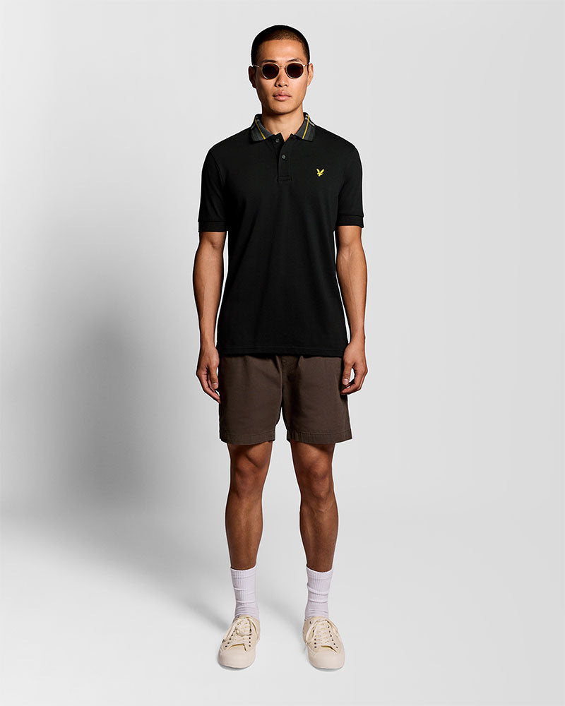 Lyle & Scott Polo con Coletto Scozzese Colore Nero