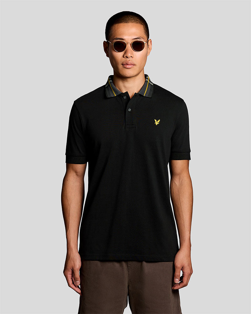 Lyle & Scott Polo con Coletto Scozzese Colore Nero