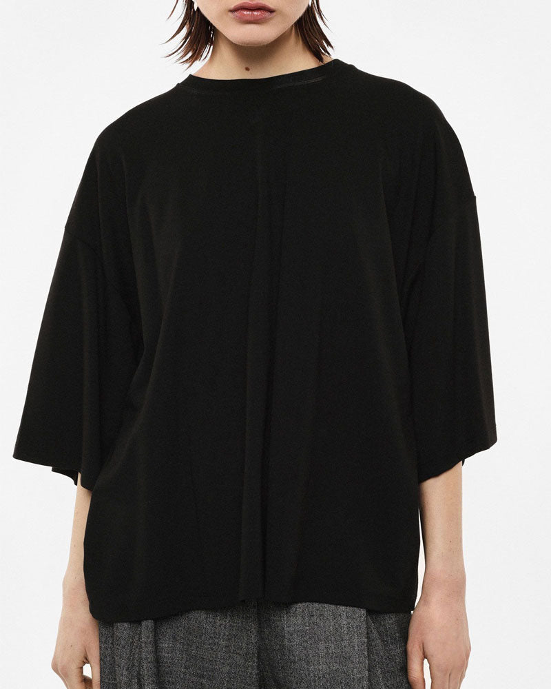Imperial T-Shirt Ampia a Maniche Larghe con Girocollo Colore Nero