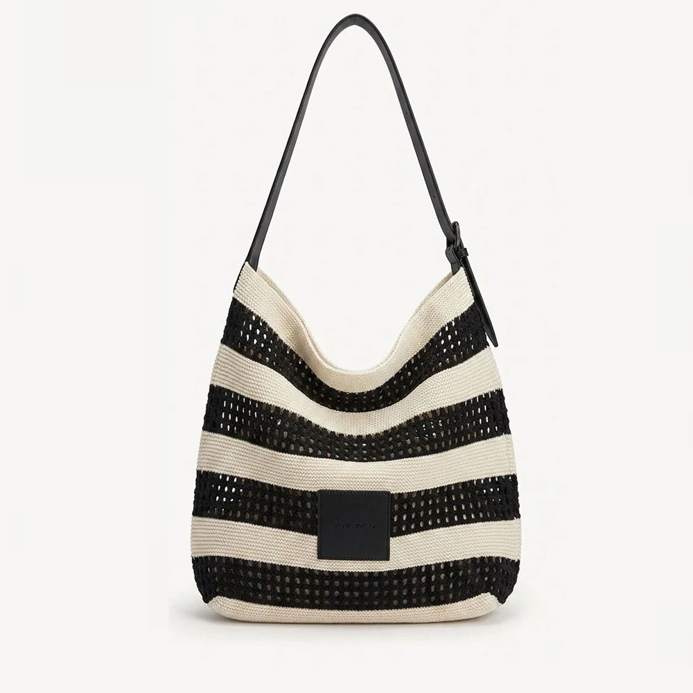 Vivienne D Borsa Mare a Righe Colore Nero