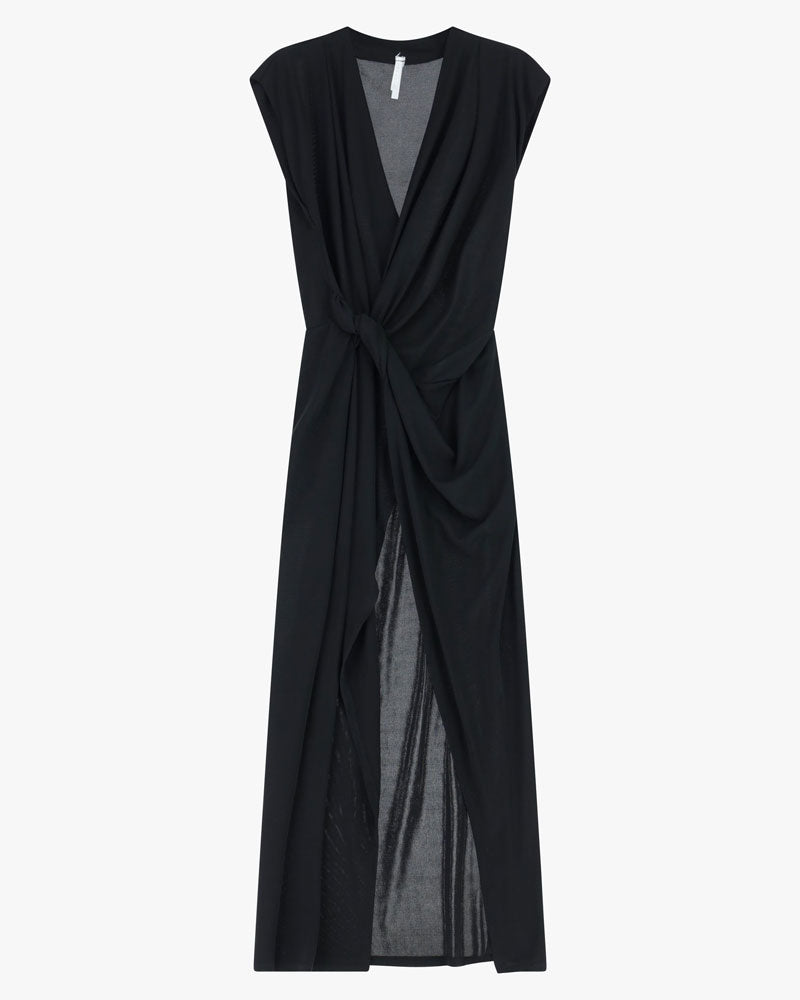 Imperial Abito Lungo Drappeggiato Scollo a V Senza Maniche Colore Nero