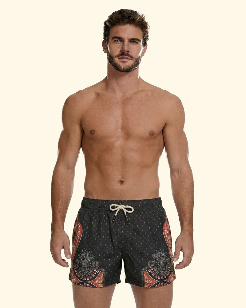 F**k Shorts da Mare con Stampa Colore Nero