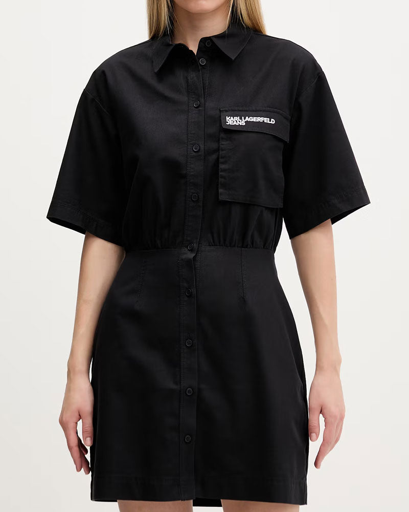 Karl Lagerfeld Abito Camicia in Cotone Colore Nero