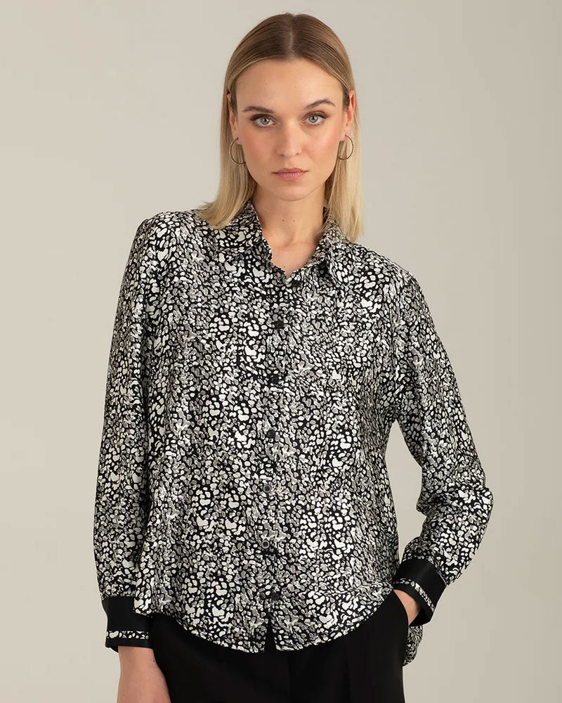 Fred Mello Camicia Manica Lunga in Raso Colore Nero