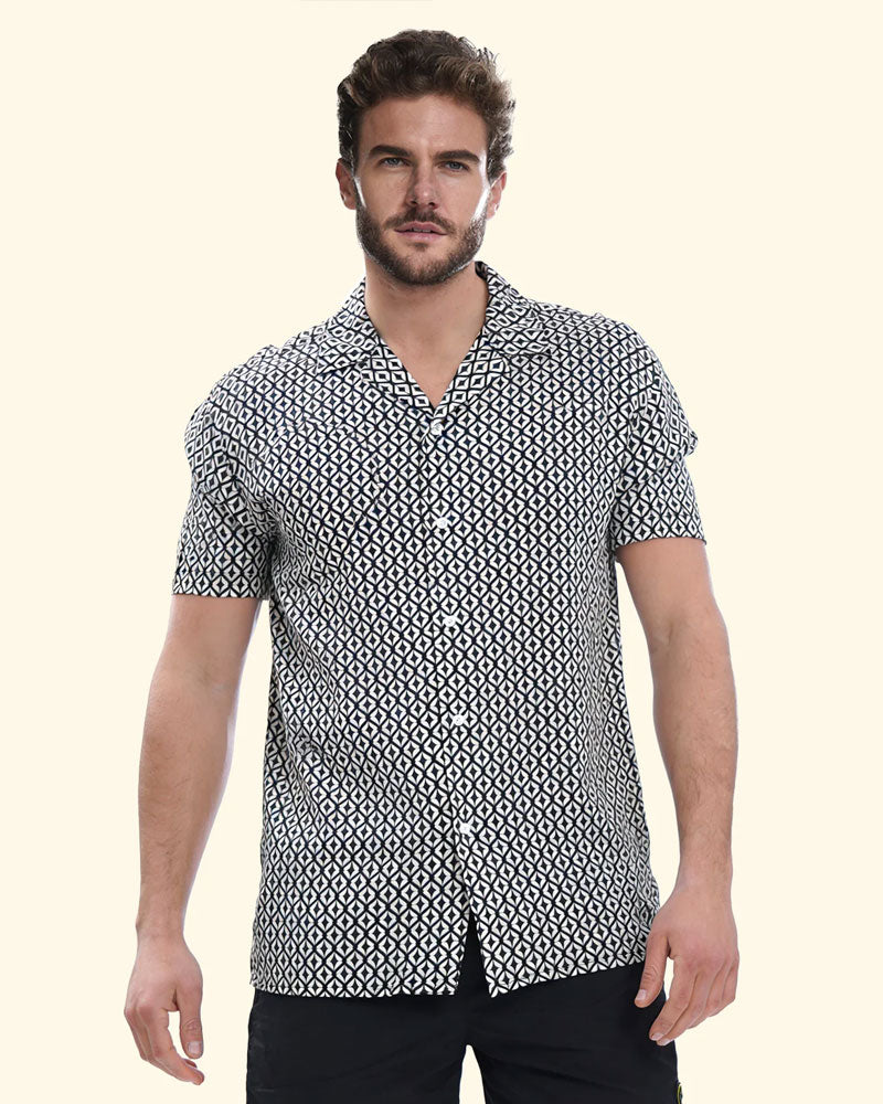F**k Camicia Manica Corta Colore Nero Righe