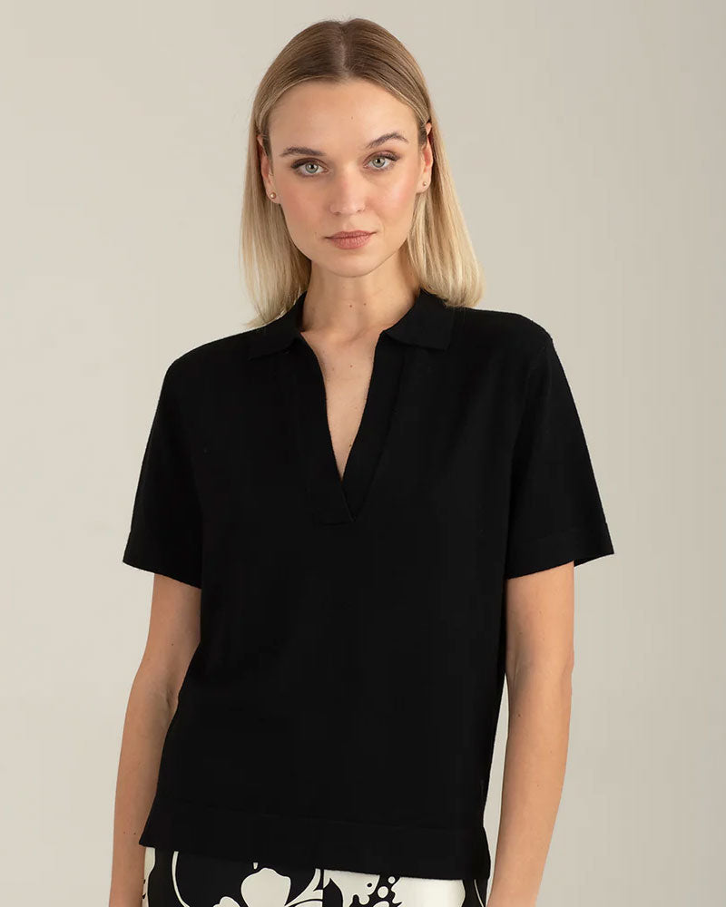 Fred Mello Polo con Scollo a V Colore Nero