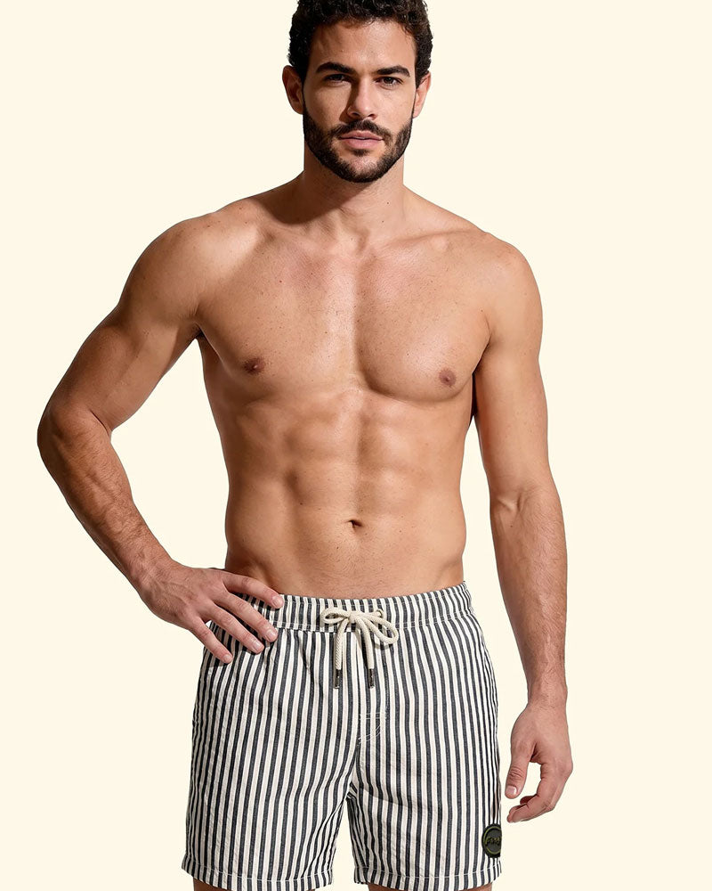 F**k Shorts Mare con Fantasia e Logo Colore Nero/Bianco