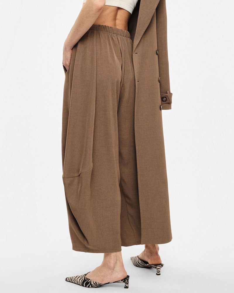 Imperial Pantaloni Ampi Cropped Vita Alta con Elastico Colore Army