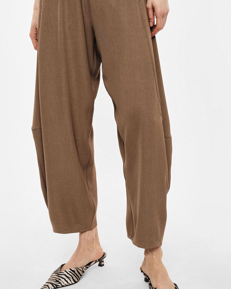 Imperial Pantaloni Ampi Cropped Vita Alta con Elastico Colore Army