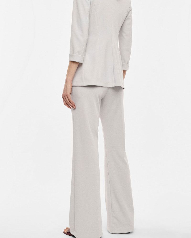 Imperial Pantaloni Flare Sartoriali Vita Alta Pinces Colore Perla