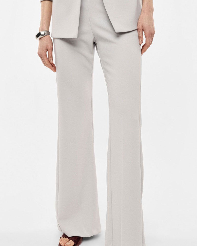 Imperial Pantaloni Flare Sartoriali Vita Alta Pinces Colore Perla
