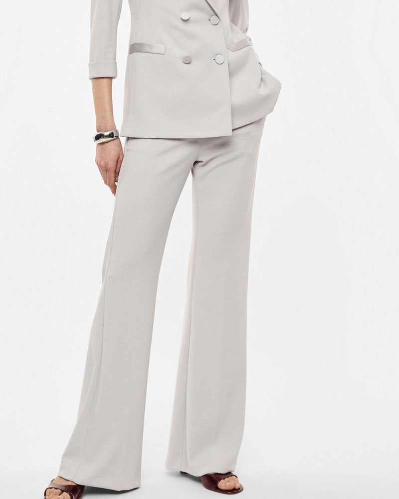 Imperial Pantaloni Flare Sartoriali Vita Alta Pinces Colore Perla