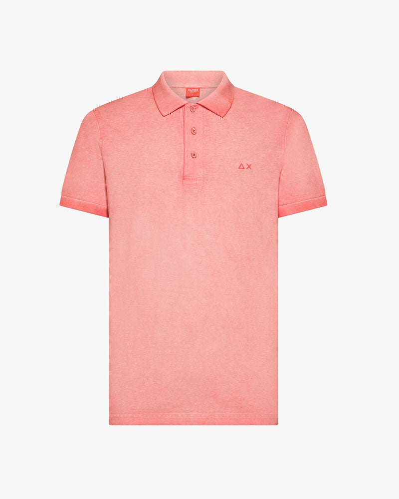 Sun 68 Polo Vintage in Piquet di Cotone Colore Rosa
